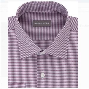 Michael Kors Mens Dress Shirt Berry Check Sz XL